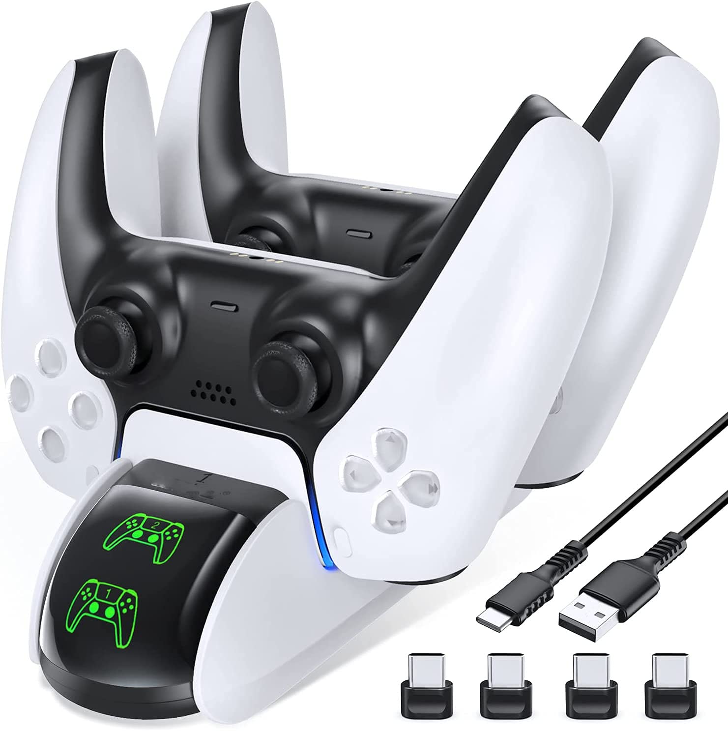 New World PS5 Controller Charger,Charging Dock Station for Playstation 5 PS5 Controller, PS5 Controller Charging Dock Station with 4 USB-C Adapter, with Upgraded ON/Off Switch, LED Strap and Indicators (B08TVPY93S) Amazon Price History, Amazon Price Tracker