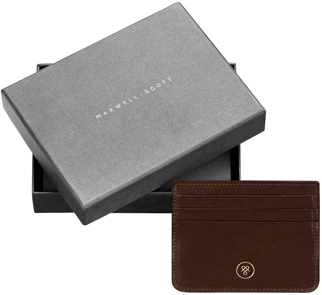 Maxwell Scott - Personalized Womens Luxury Leather Card Holder Case - The Lorento - Dark Brown