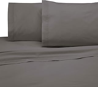 Martex 225 Thread Count 100% Cotton Rich 3 Piece Twin Bed Sheet Set - Twin Sheet Set - 1 Fitted Sheet, 1 Flat Sheet, 1 Pillow case - Hotel Quality - Super Soft - Grey Sheet Set (Twin, Grey)