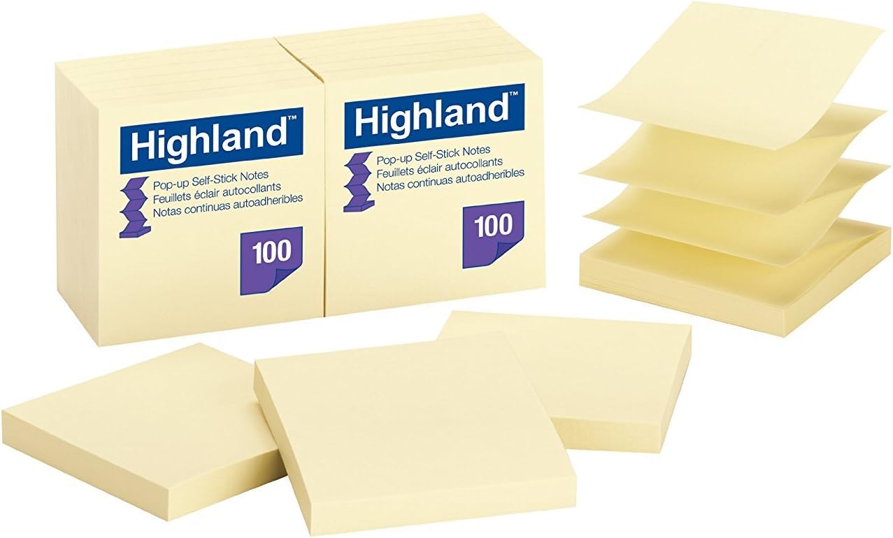 Highland Pop-up Notes, 3 x 3-Inches,Yellow, 36-Pads/Pack