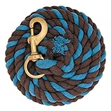 WEAVER TURQUOISE BLUE AND CHOCOLATE BROWN 10' COTTON LEAD ROPE WITH BRASS SNAP HORSE TACK Turquoise and Brown