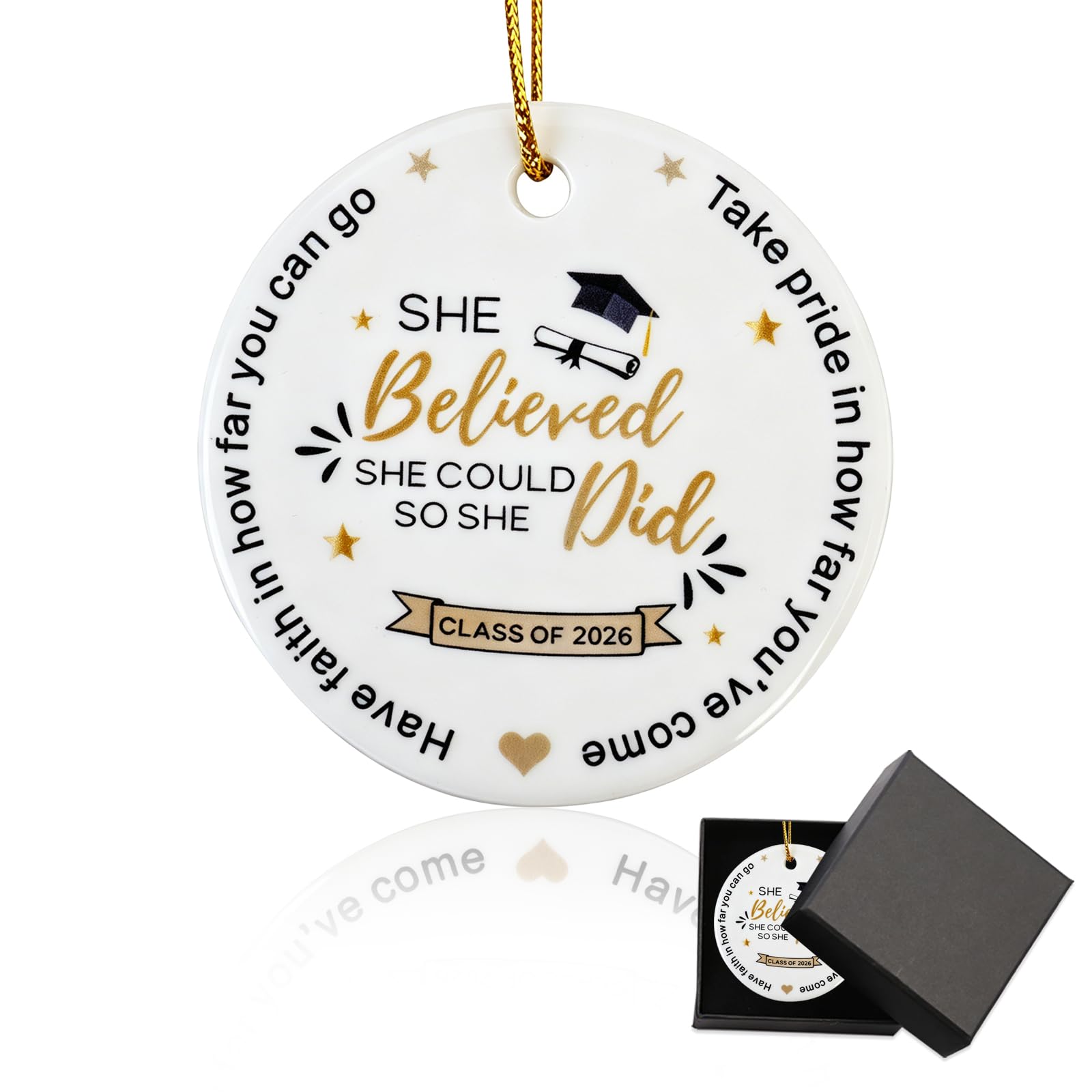 Mitibet Graduation Gifts 2026, University Graduation Presents for Daughter, Class of 2026 Graduate Gift, Preschool Graduation Gifts, Ceramic Plaque Gift for Granddaughter, 1 Piece (She Believed)
