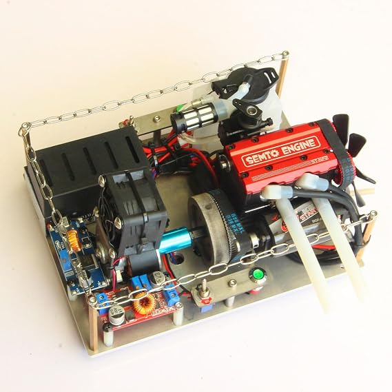 Model Engine Kit for Adults, SEMTO ST-NF2 L2 DIY Miniature Gasoline Engine Model with 12V DC Generator, Stabilized Charging Module and Base Ignition Set