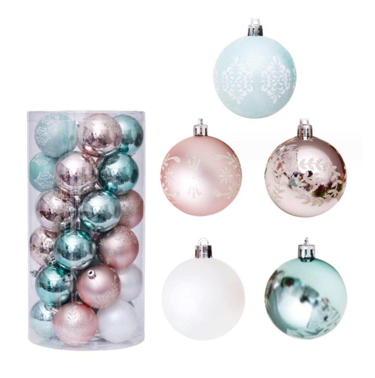 Weihnachtskugeln 30 Stück Weihnachtskugeln, Bruchsichere Christbaumschmuck, Kugeln, Dekorative Hängende Kugeldekorationen Dekoration(E)