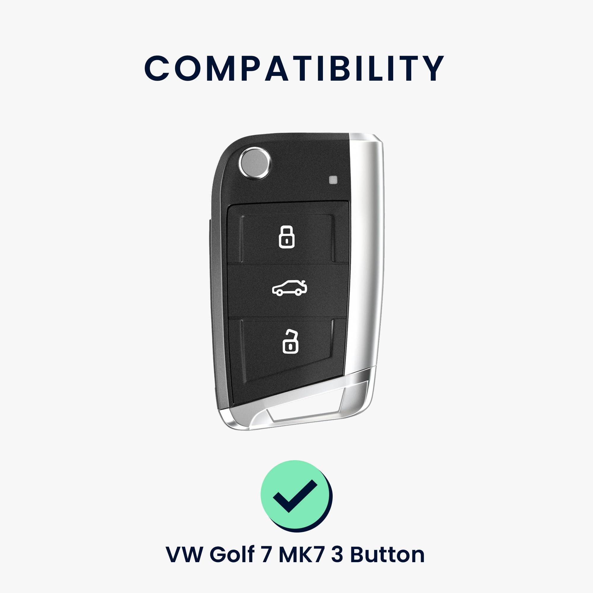 kwmobile Custodia Coprichiave Compatibile con VW Golf 7 MK7 3 Tasti Cover Telecomando Chiave Auto Nero Blu