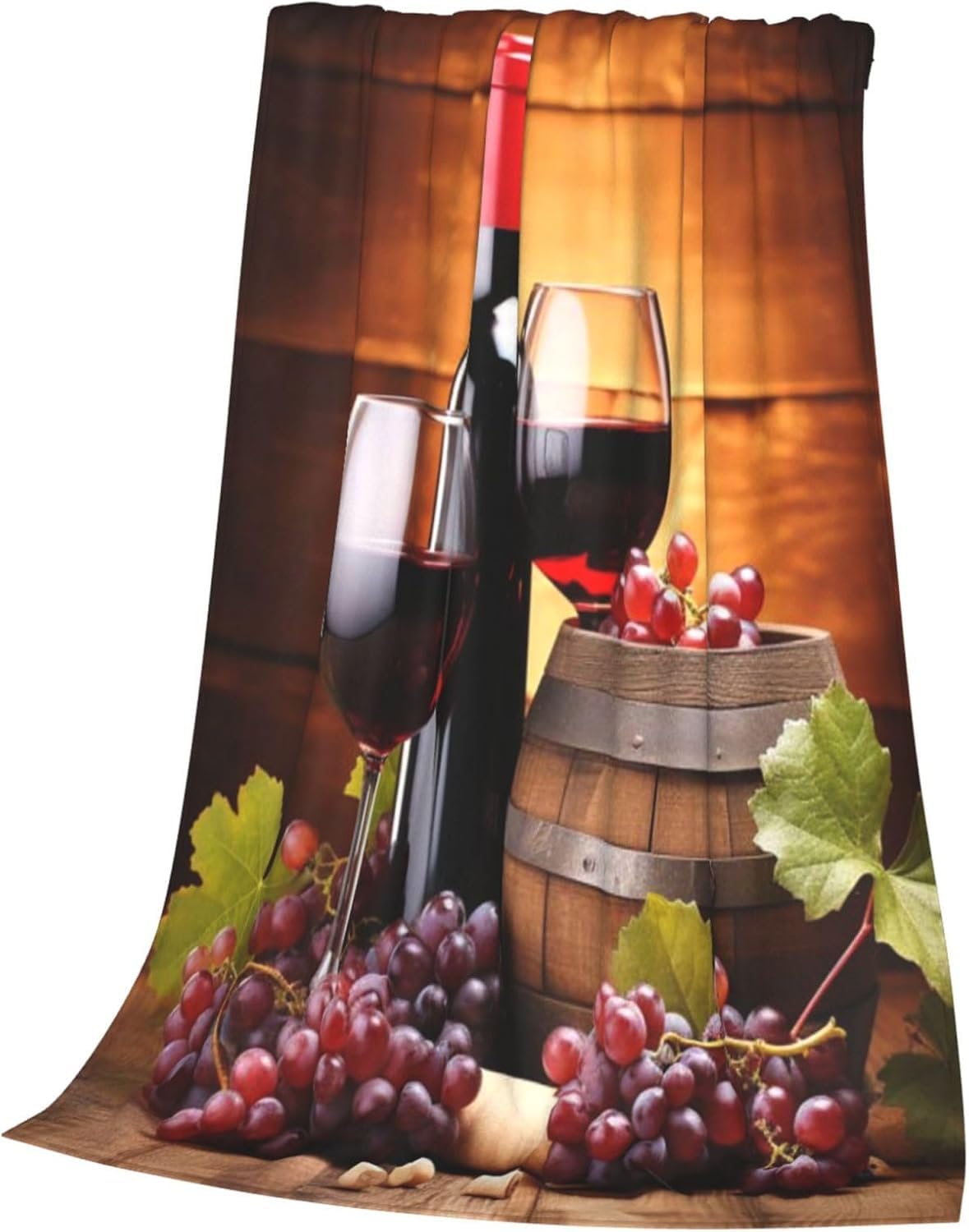 Manta Vino 160x220 cm Manta Polar de Franela Barril de Vino de Madera para Sofa y Cama, Mantas Ligeras, Caliente y Transpirable, Todas Las Estaciones a-6030