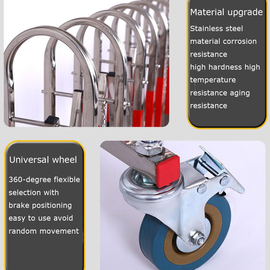 Barrière de Circulation Pliable à roulettes - Portail de sécurité Extensible pour la sécurité des Routes extérieures et des garages