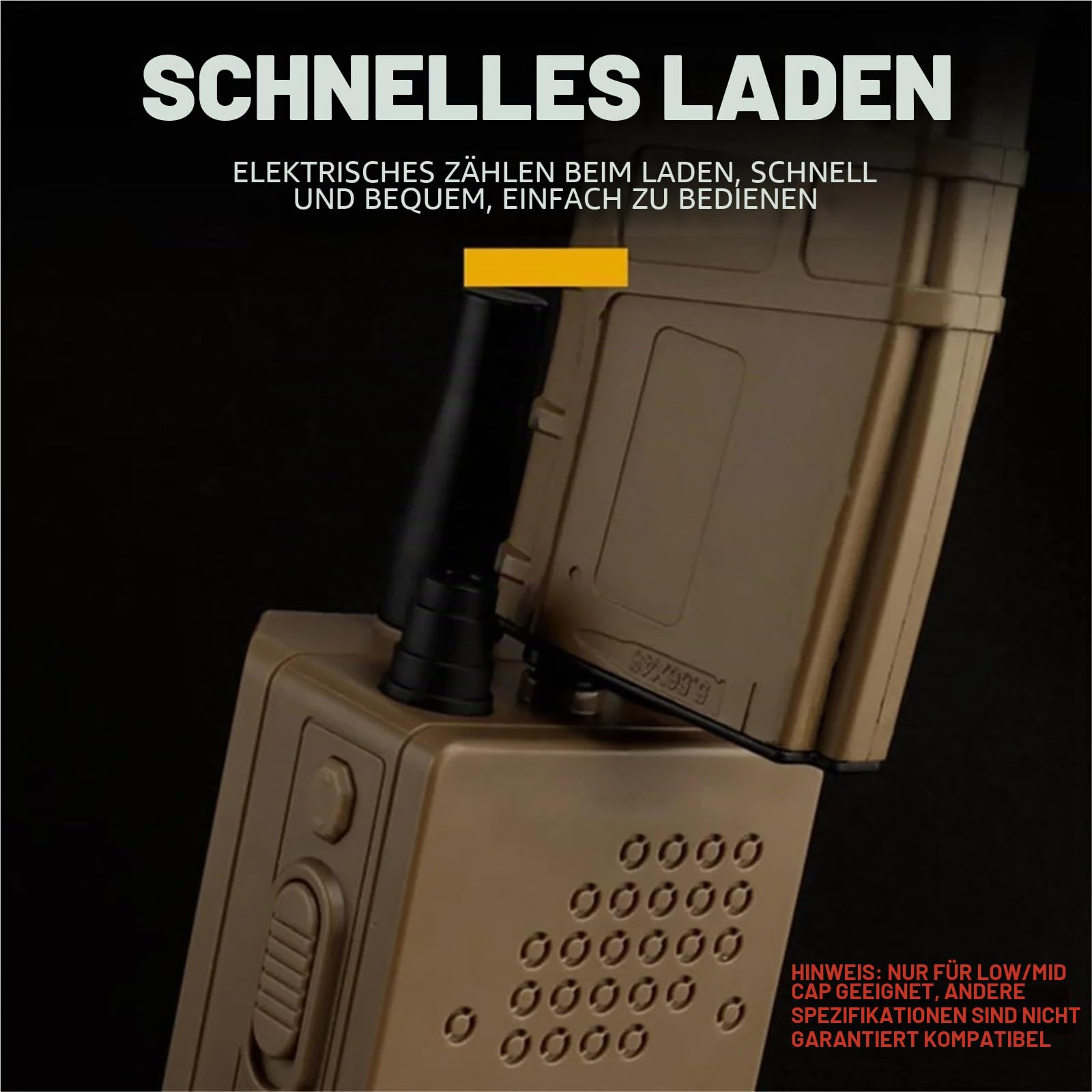 Airsoft Speed ​​Loader for 6mm BB Pellets, Radio-Modell Elektrischer Füller mit Adapter, Paintball Jagd Wargame Ausrüstung