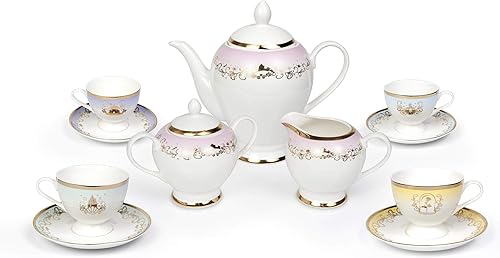 Miniatura 1 de Disney Princess - Juego de té de cerámica de 13 piezas, Ariel, Cenicienta, jazmín, belle, aurora, juego de regalo de fiesta de té para cocina en el