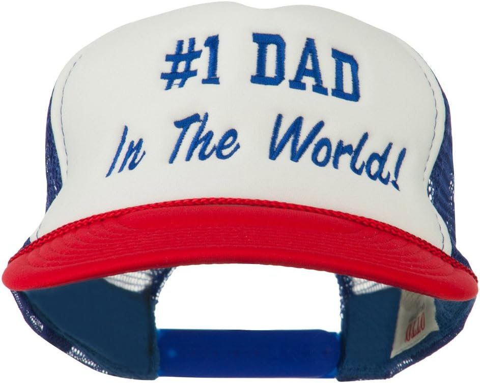 e4Hats.comNumber 1 Dad in The World Embroidered Foam Mesh Back Cap