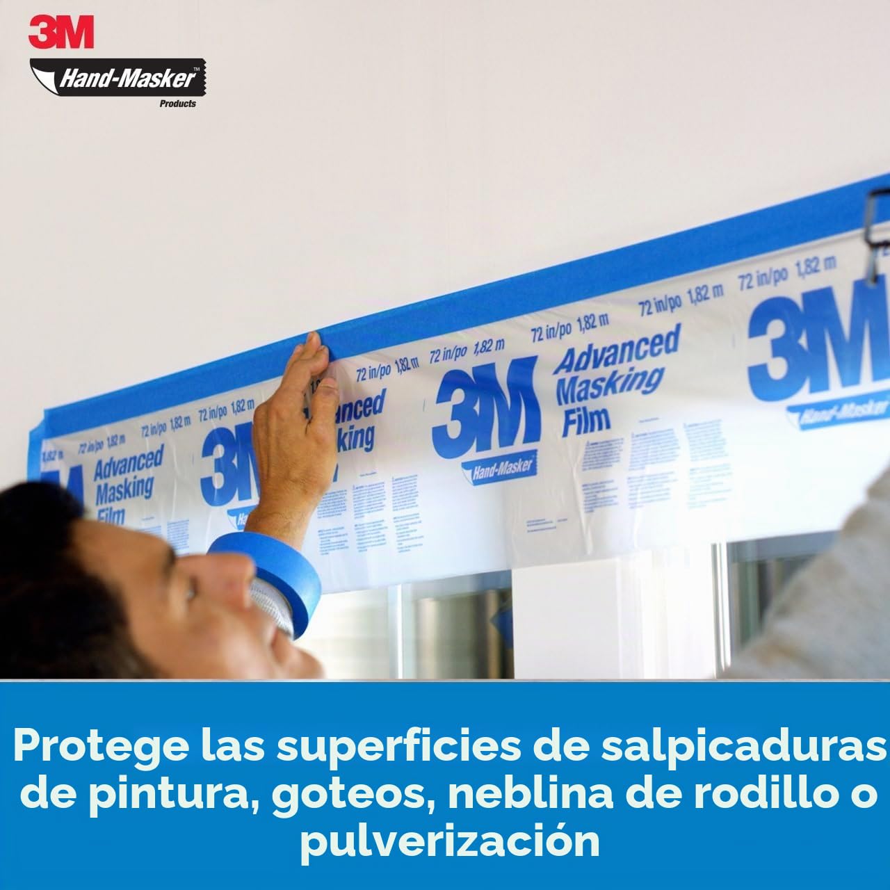 Hand-Masker 3M M3000 - Kit dispensador de cinta de pintor y película de enmascaramiento, 3M protege las superficies de salpicaduras de pintura, incluye hoja de 12 pulgadas, cinta de pintor
