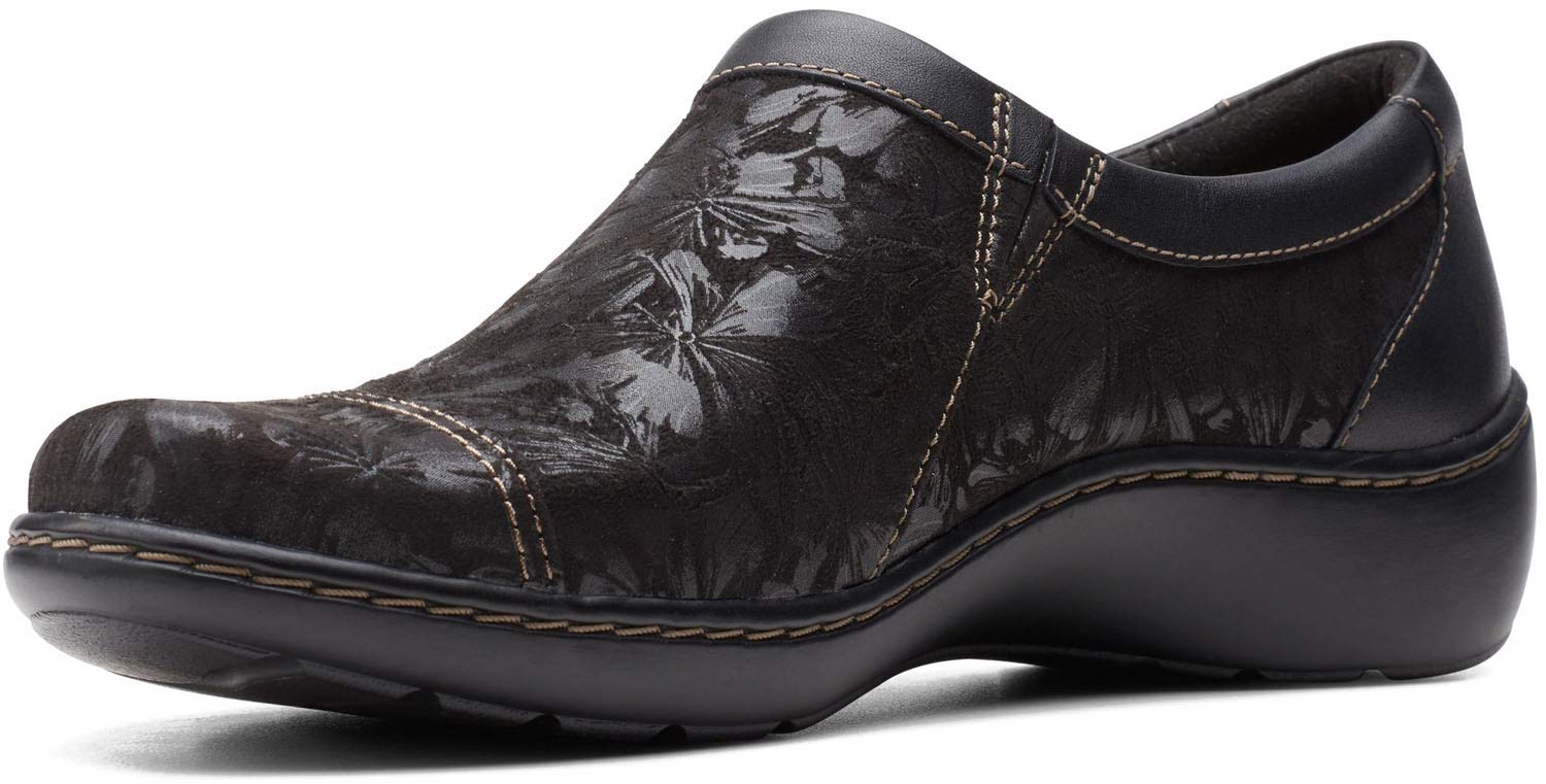 Clarks Women's Cora Giny Loafer Flat, Black Tumbled, 4 UK