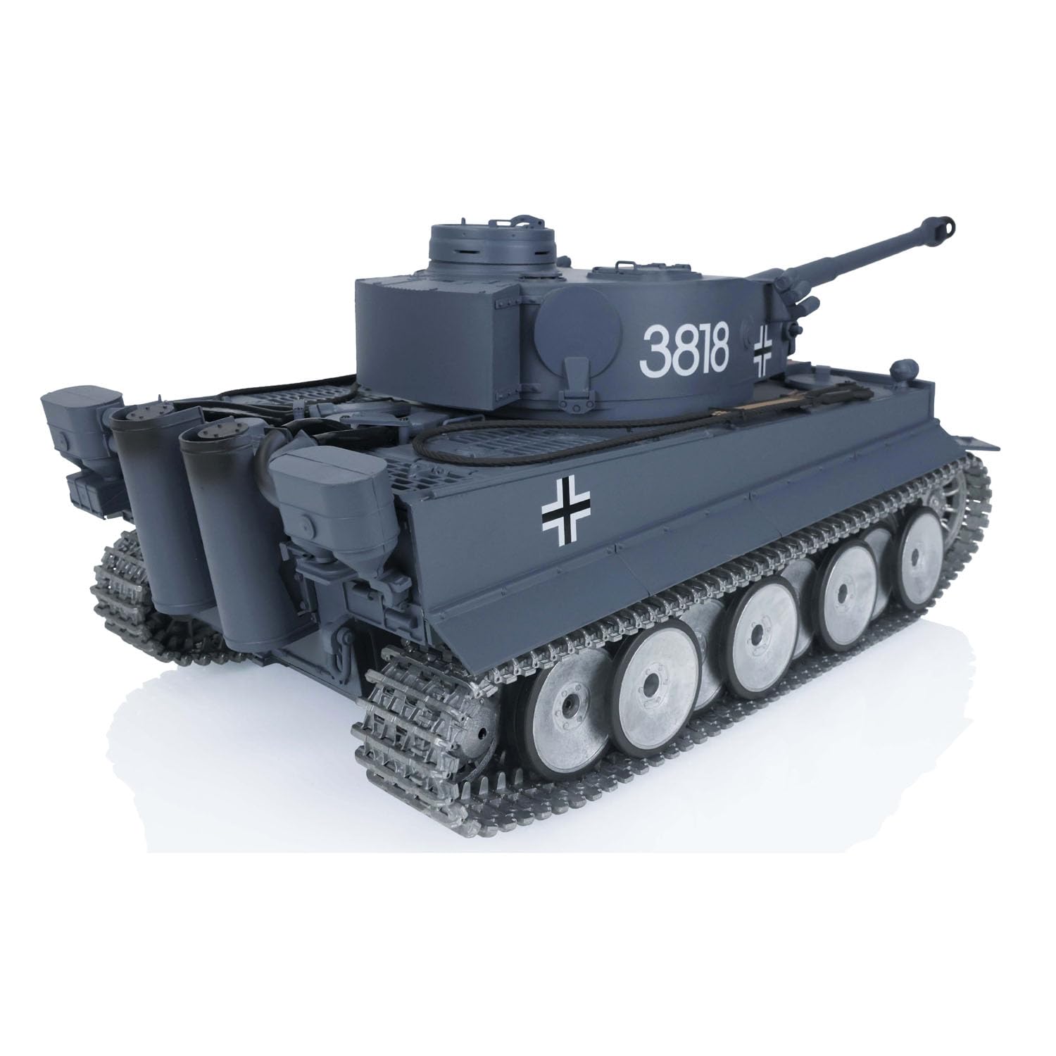 Heng Long 1/16 7.0 Tiger I RTR RC Tank 3818 W/Barril Retráctil Metal Track Wheels Torreta Rotación 360° Ruedas tensoras de metal Infrarrojo Combat Light Sound, TH17244-AMZUS2-1