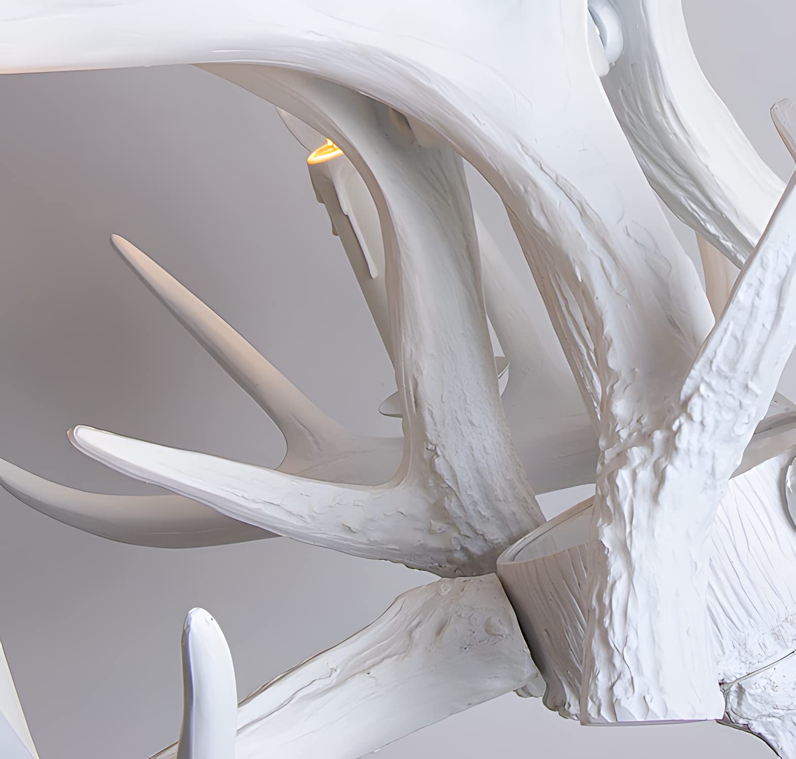 Pure White Deer Antler Chandelier 4 Cast Candle-Style Bedroom Ceiling