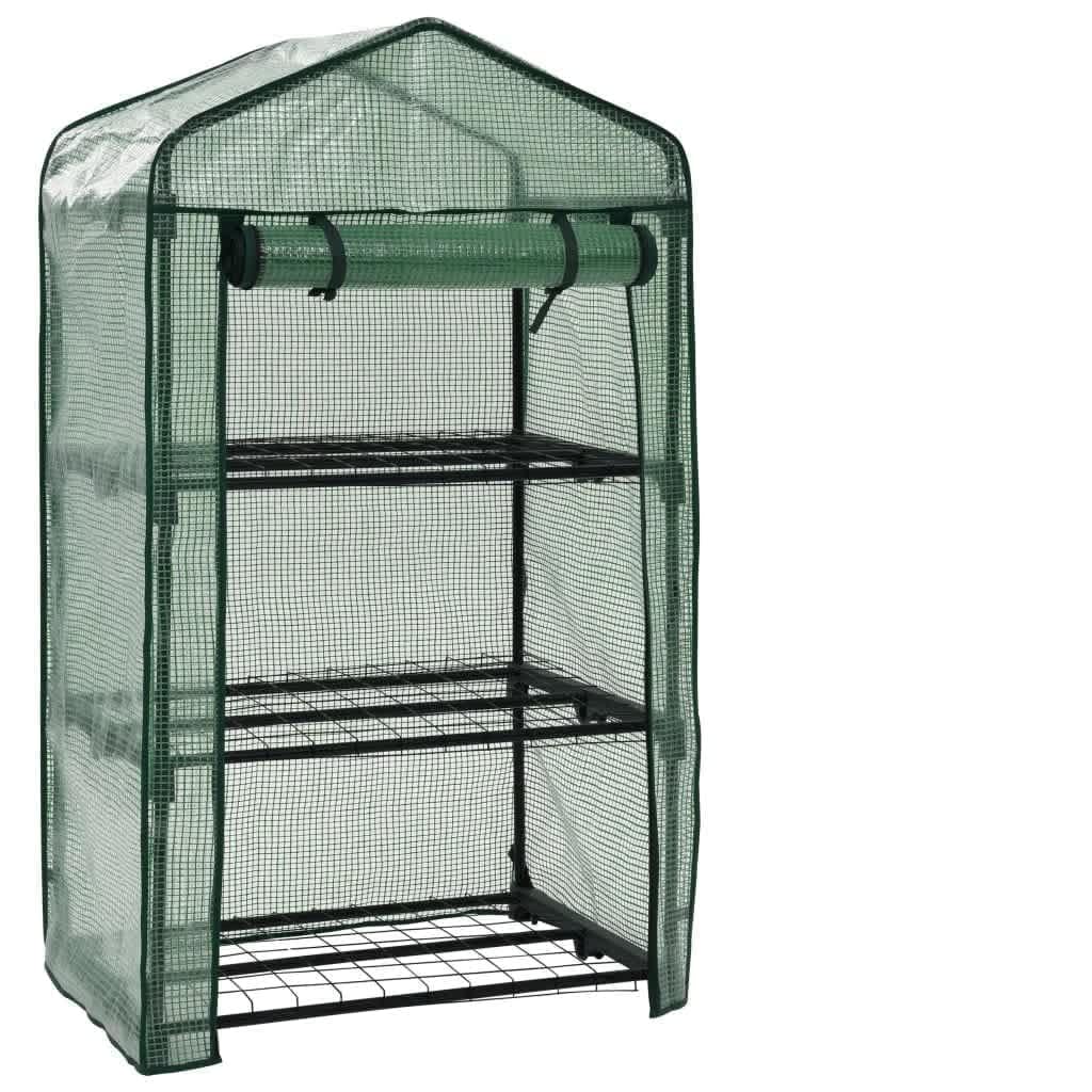 3-stopniowa mini szklarnia 69 x 49 x 125 cm z 3 półkami, odporny na warunki atmosferyczne inspekt z malowanej proszkowo rury stalowej i polietylenu, idealna na pomidory, warzywa, wysiew