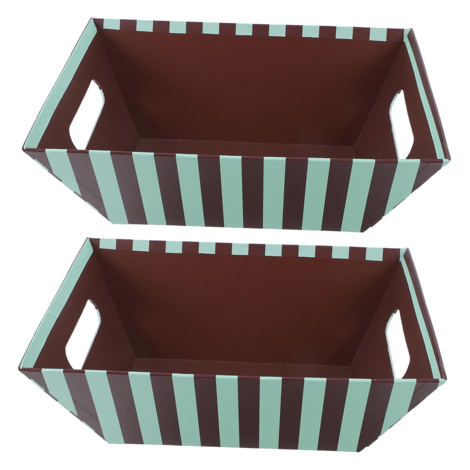 Ciieeo 2pcs Heavy Duty Striped Snack Baskets Sturdy Cardboard Serving Boats with Handles for Appetizers Treats Parties Picnics and Baskets