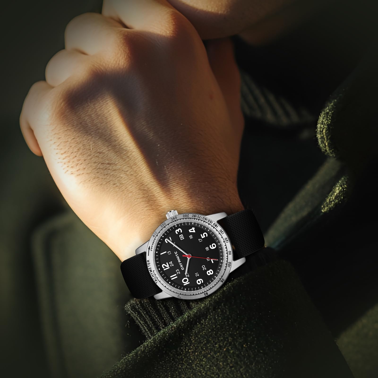 Orologio da polso da uomo, facile da leggere, impermeabile, con cinturino in silicone, 24 ore su 24, stile militare, tattico, casual