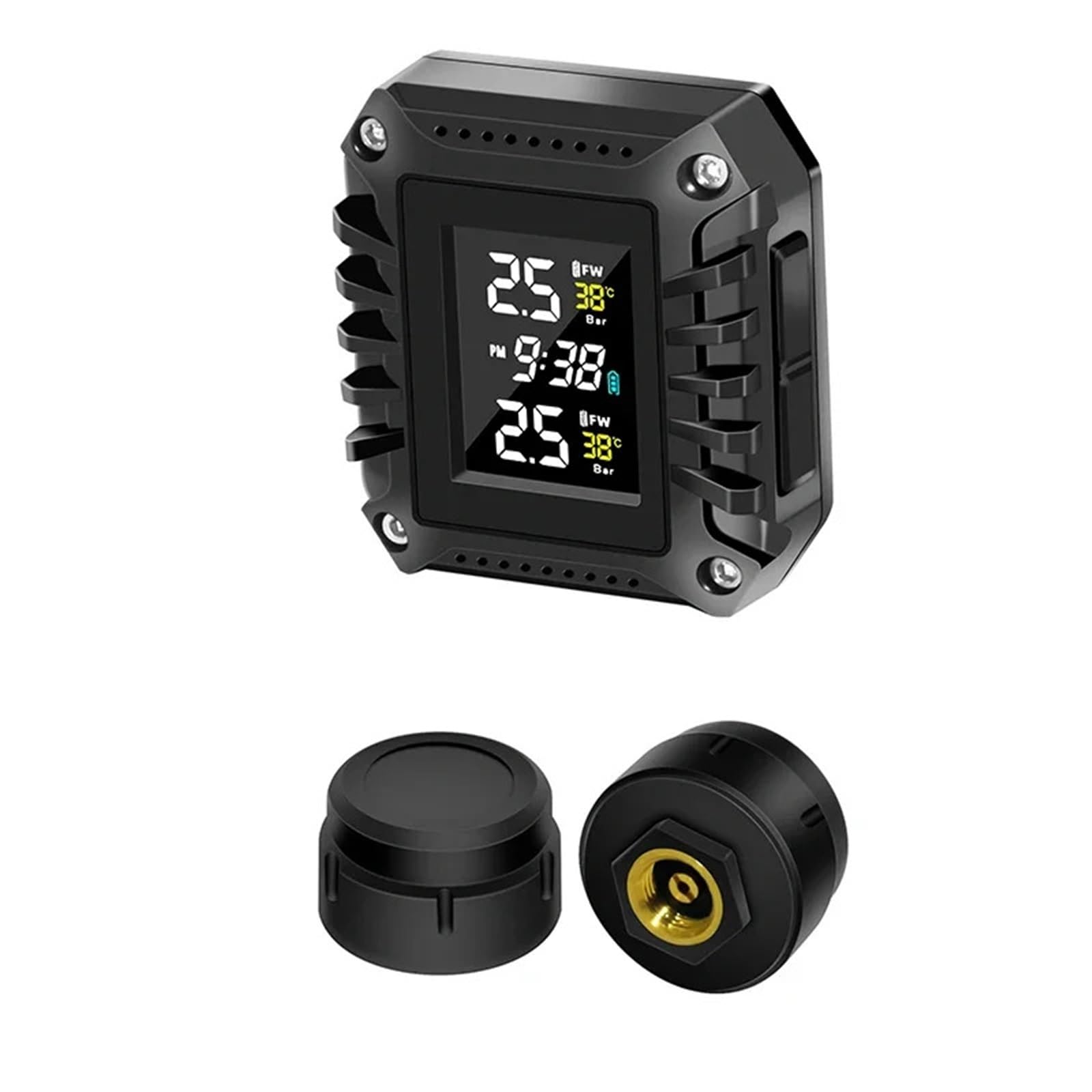 Allarme per Auto di Sensori Pressione Pneumatici TPMS per Moto Tempo Reale della Pressione della | Sistema di monitoraggio Display LCD wireless con impermeabile