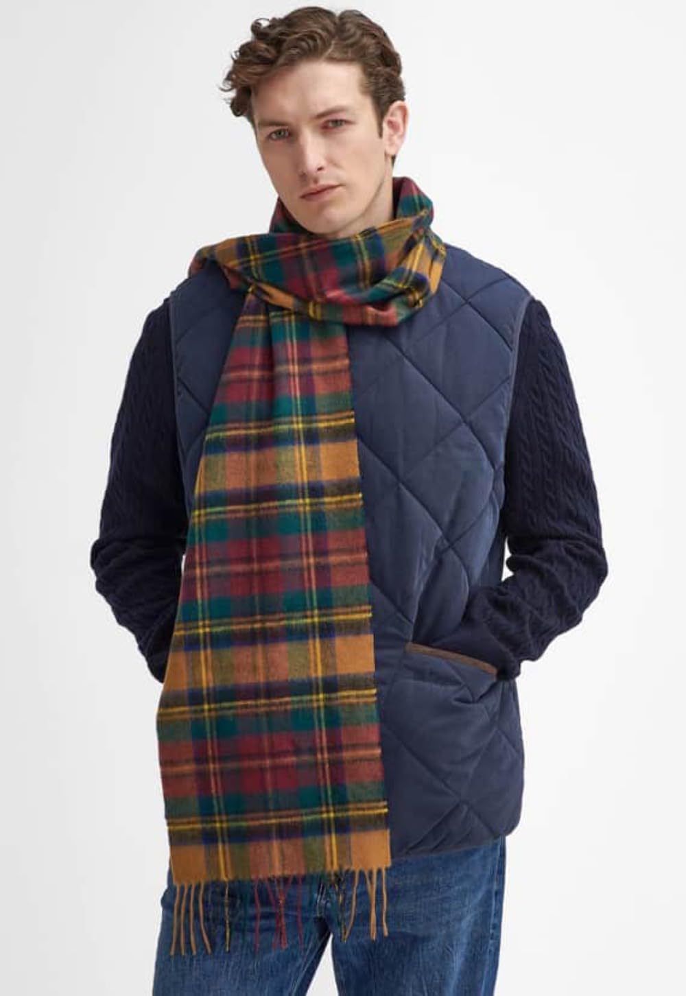 Barbour Schal New Check Tartan Gold - Grösse - Herren - Bekleidung - - Wolle - Perfekt für Herbst und Winter