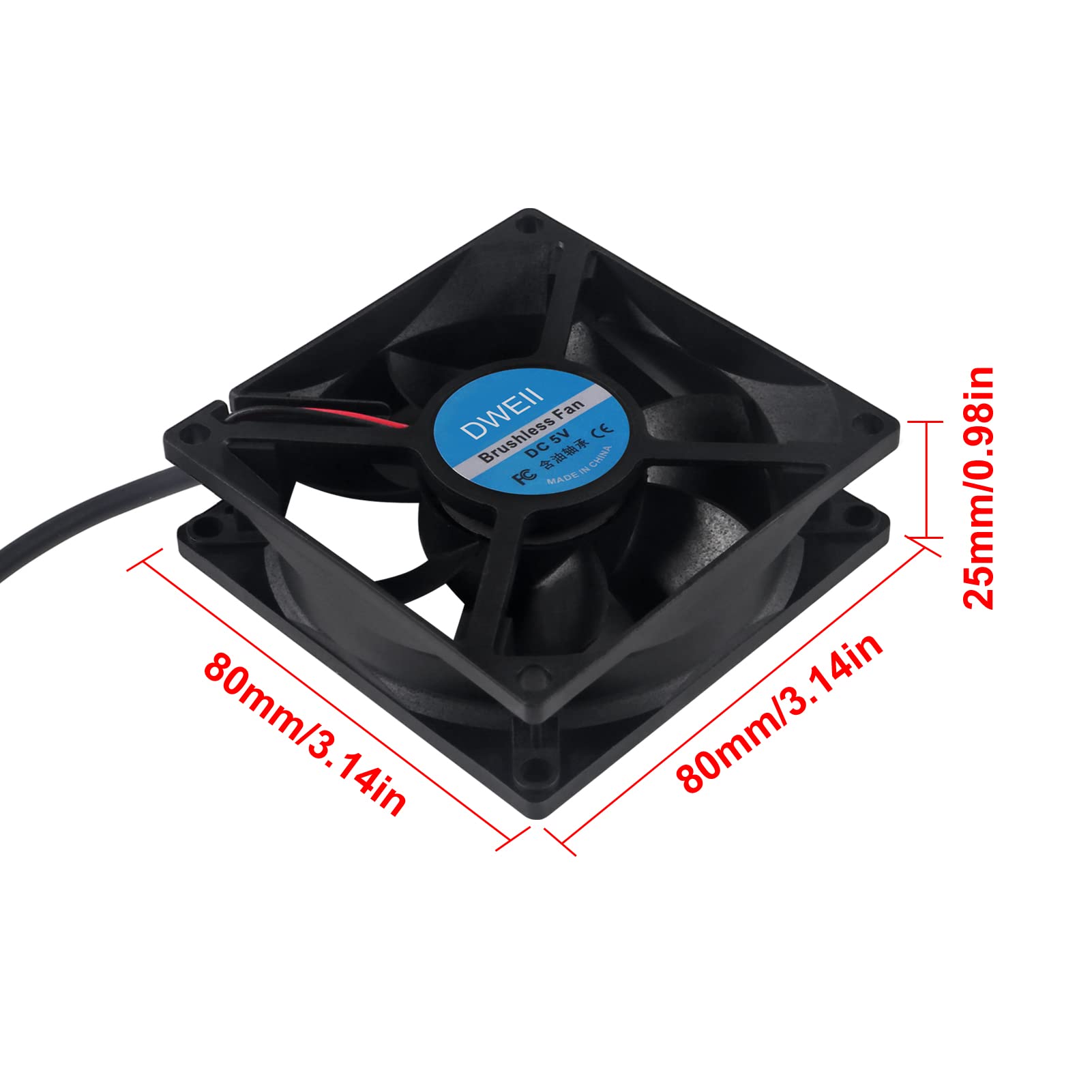 4 Stück 80 mm USB-Lüfter 5 V bürstenlos 8025 80 x 25 mm für Kühlung DIY PC Computer Gehäuse 3D Drucker CPU Kühler Heizkörper