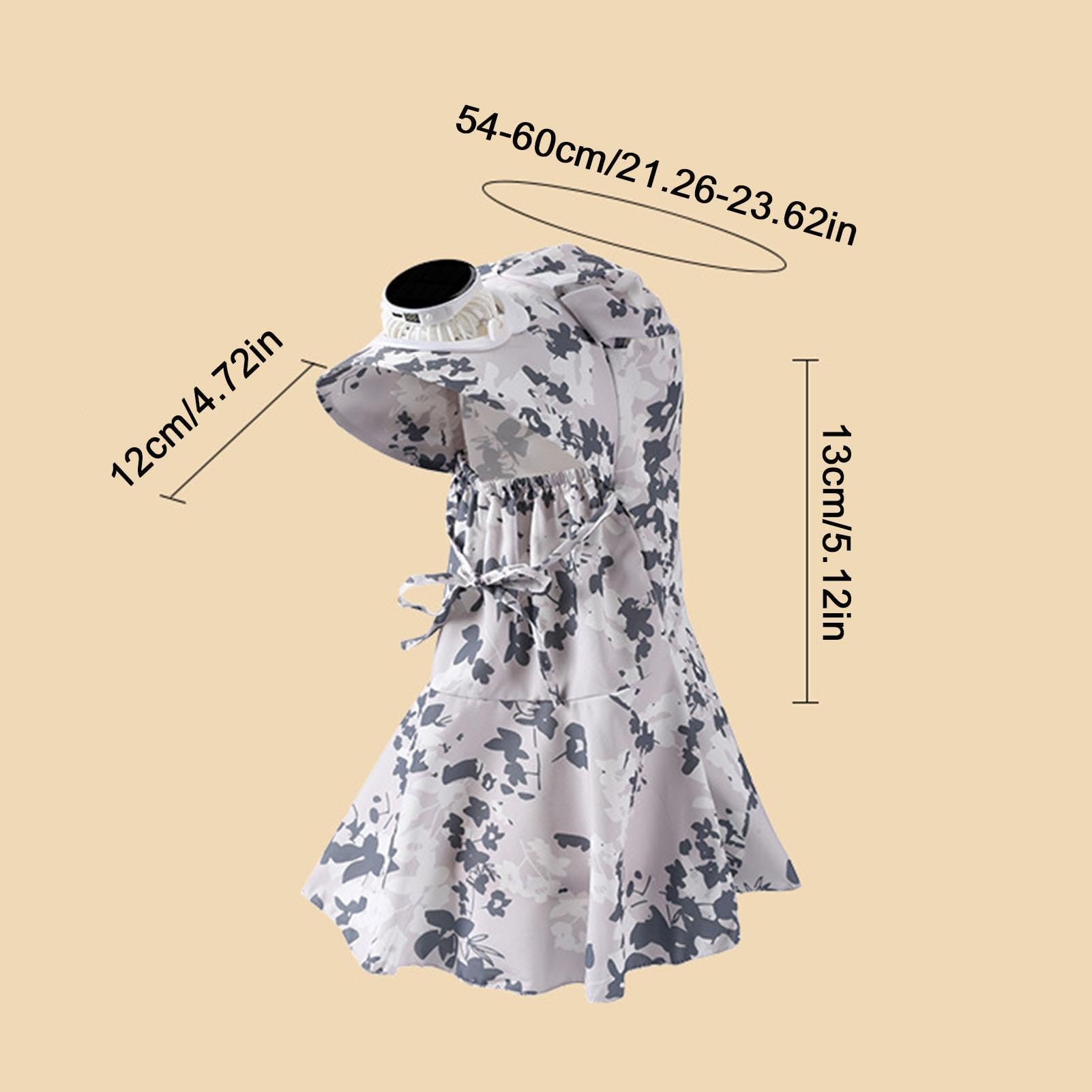 Chapeau avec ventilateurs à énergie solaire – Large bord châle à rabat 3 vitesses – Chapeaux d'éventail pour femme – Pour jardinage, plage, vacances, , camping, randonnée – Gris