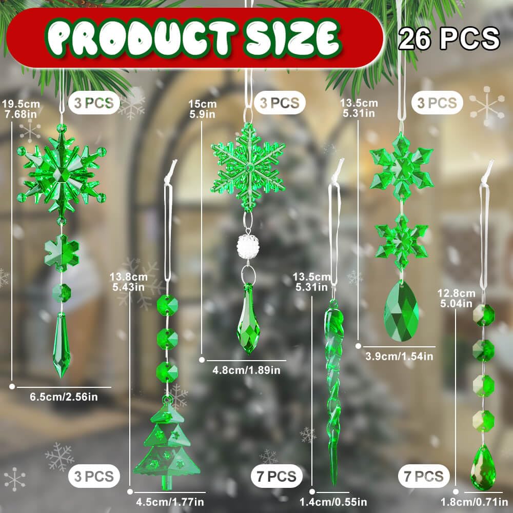 Lanpn 26 Pcs Christmas Ornaments Crystal Christmas Tree Decoration - Image 3
