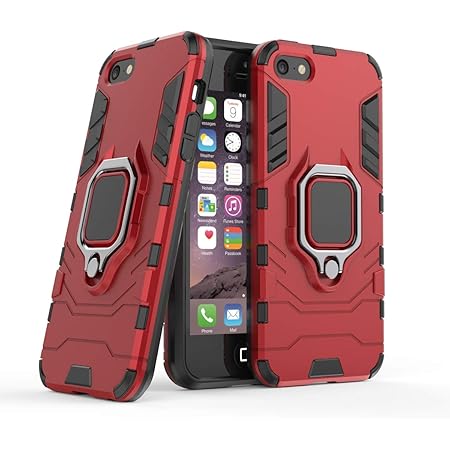 Cocomii Black Panther Ring iPhone SE/5S/5C/5 Case, Slim Thin Matte Vertical & Horizontal Kickstand Ring Grip Reinforced Drop Protection Bumper Cover Compatible with Apple iPhone SE/5S/5C/5 (Red)