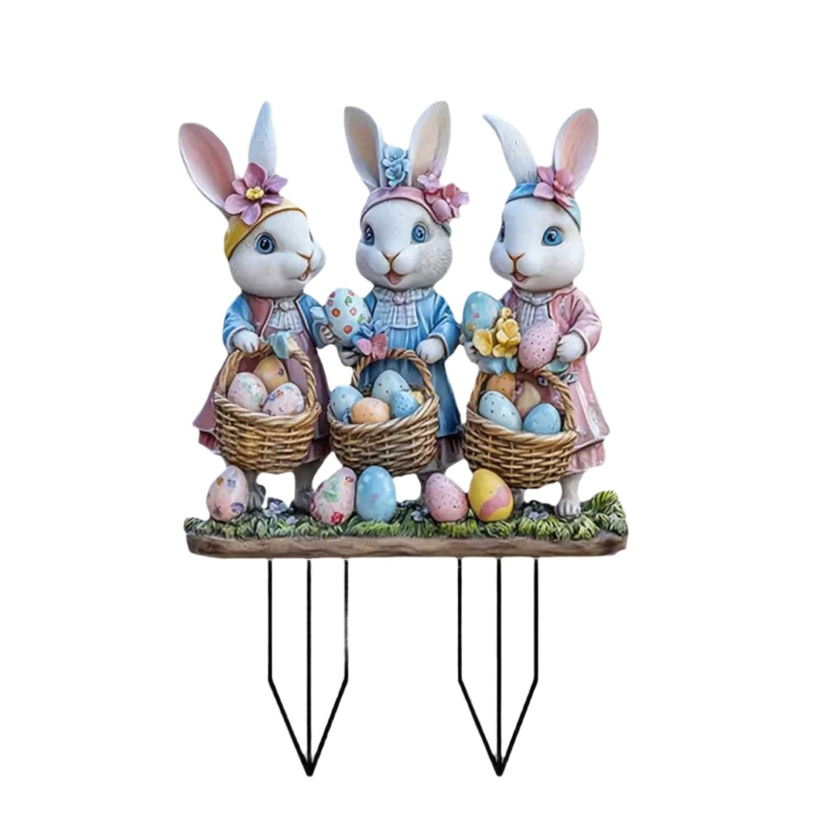 Garden Stake Outdoor Decoration Easter Eggs Rabbits and Cow Stakes Stake Holiday