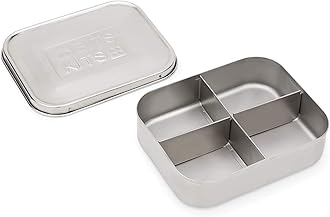 Bits Kits Stainless Steel Bento Box Lunch and Snack Container for Kids and Adults, 4 Sections