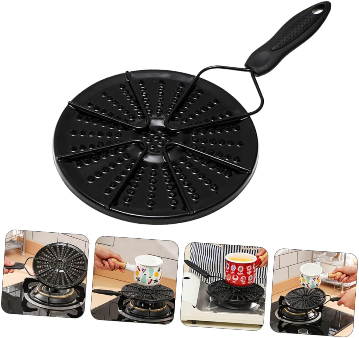 Enamel Heat Conduction Plate with Handle Cooking Accessory for Pots Prevents Blackening for Heating Milk and Porridge Compact and Lightweight Design