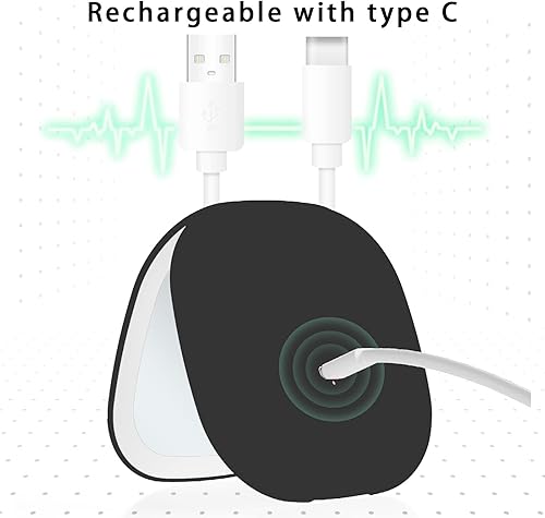 Miniatura 5 de ZsandBmy Espejo compacto con luz espejo de maquillaje iluminado de viaje recargable aumento de 1x10x 3 ajustes de luz brillo regulable espejo