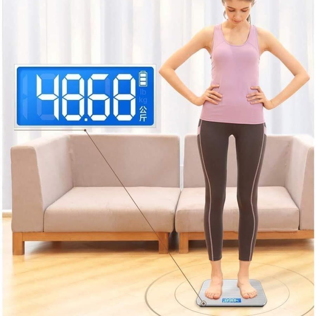 Bilance pesapersona digitali Bilancia Elettronica in Vetro Temperato, Display LCD Retroilluminato di Facile Lettura per Tutta La Famiglia(Pink)
