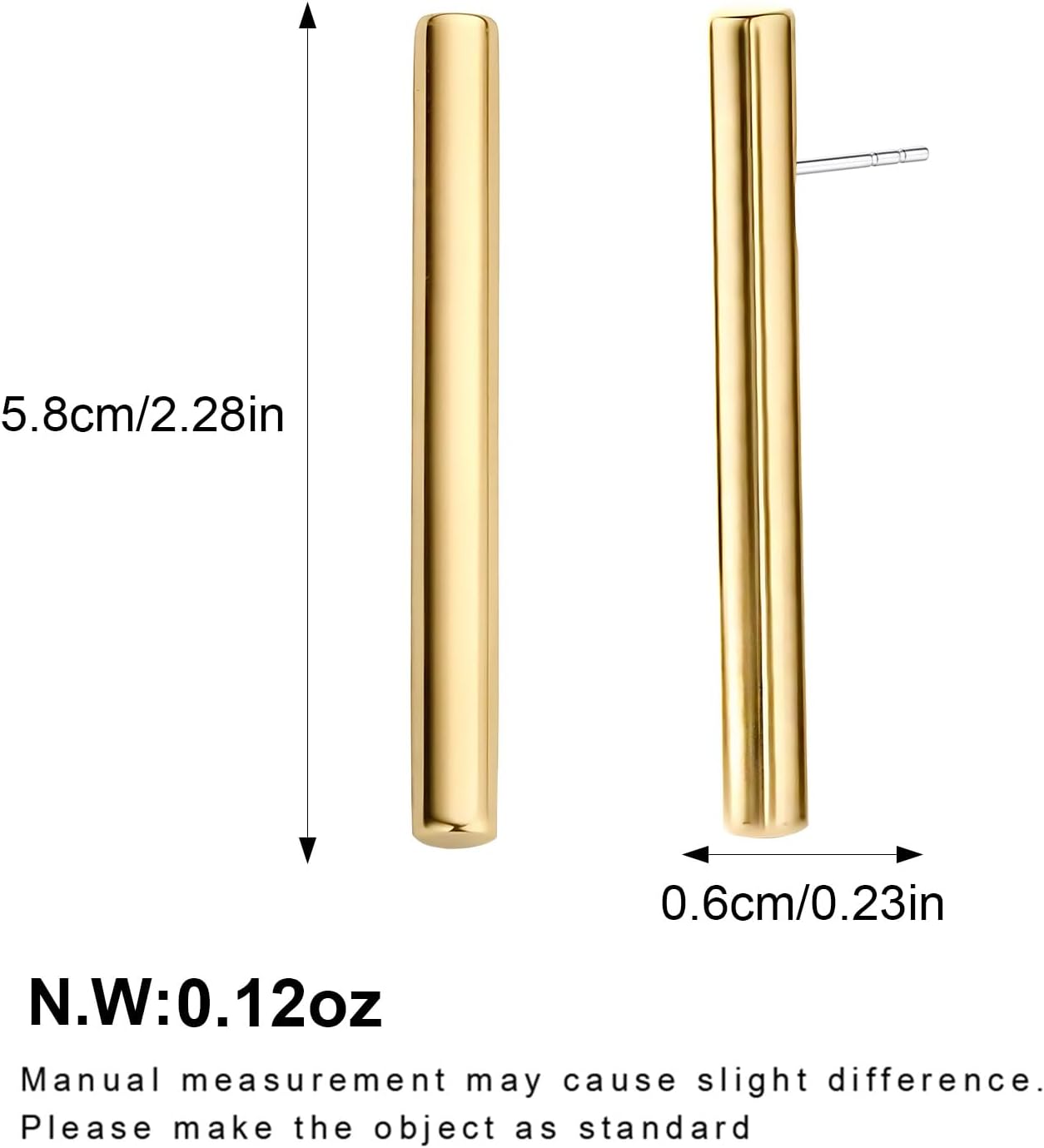 FAMARINE Bar Earrings for Women Minimalist 14K Gold Plated Long Vertical Bars Drop Earring Tube Jewelry - Image 6