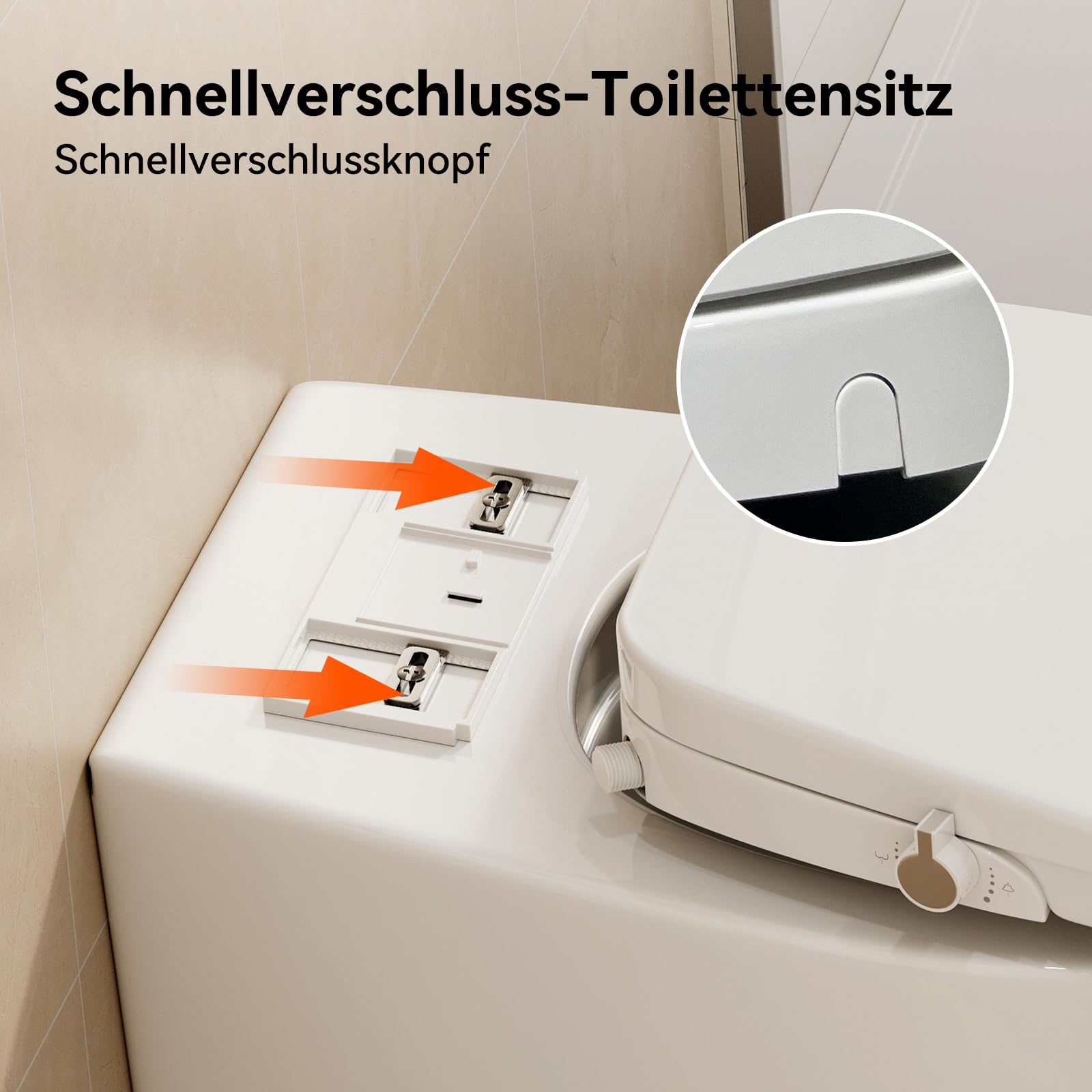 HOROW Tapa de inodoro sin electricidad, tapa de inodoro con dispositivo de descenso automático, asiento de inodoro para ducha trasera y ducha, accesorio de bidé para inodoro, incluye manguera de