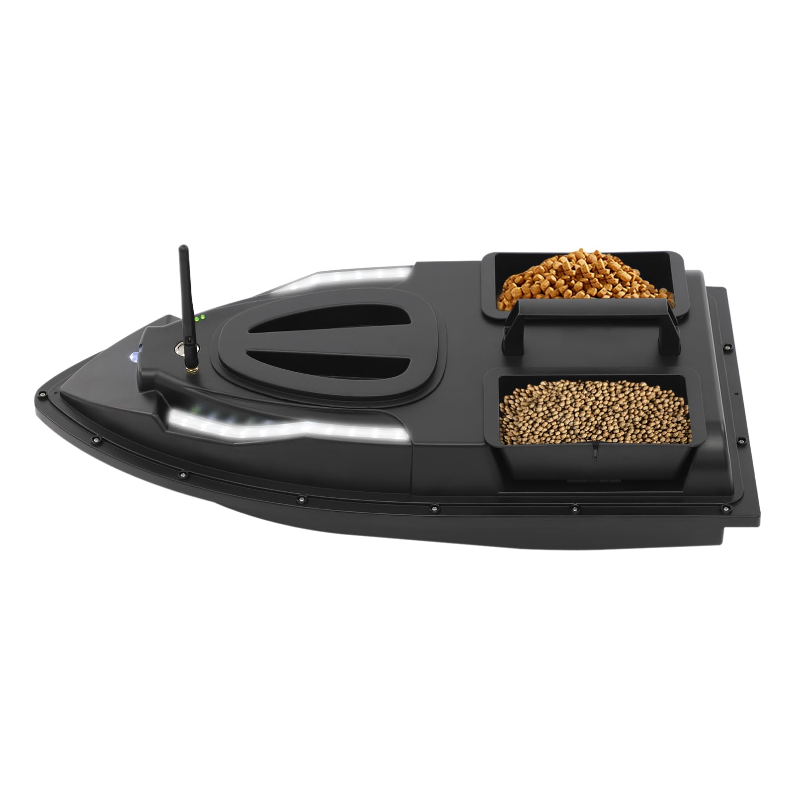 ksxnkhk Fishing Bait Boat 500m RC 1.5 kg Load Remote Control FeedingBoat with GPS LCD 2 Boxes and 5200 mAh Battery for Ponds, Lakes, Rivers 53.5x26.5x17cm