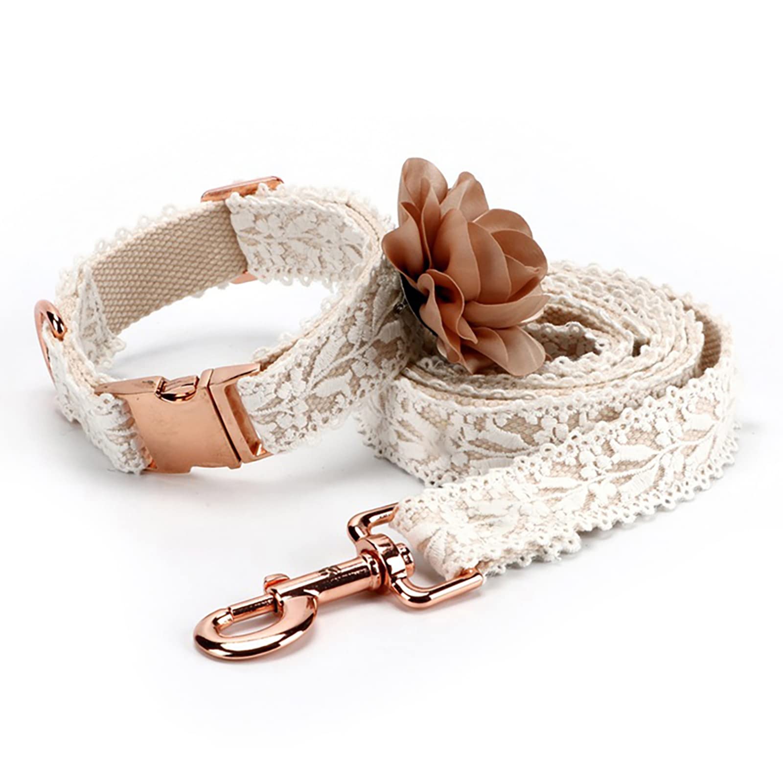 Collier en Dentelle for Chien, Collier et Laisse réglables avec Motif Floral Tendance, for Chiens de Petite, Moyenne et Grande Taille, Pendentif d'identification Gratuit(M)