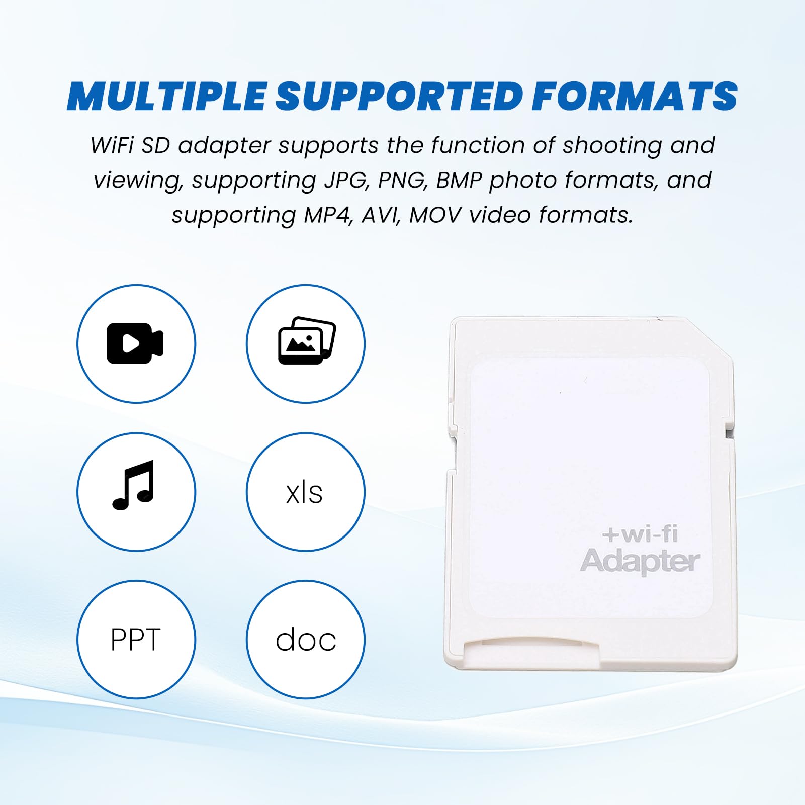 Adaptateur WiFi TF vers Carte SD, Transmission sans Fil, connectez jusqu'à 3 appareils, Plug and Play, Adaptateur WiFi SD pour téléphone et Tablette