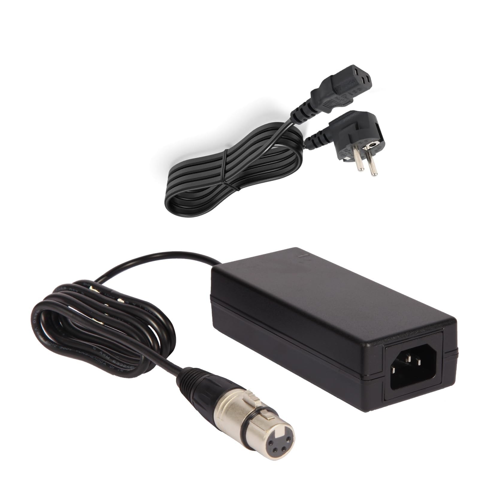 XLR 4Pin Female Plug 12V AC/DC Adapter, Schwarz, 1.5A, 48W, Kompatibel mit Marshall V-R84DP-HD, Datavideo SE-2000, Netzteil, XLR-Anschluss