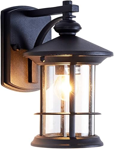Lámparas de pared rústicas pequeñas para exteriores, impermeables, a prueba de óxido, para casa, terraza, patio, porche, carcasa de aluminio negro