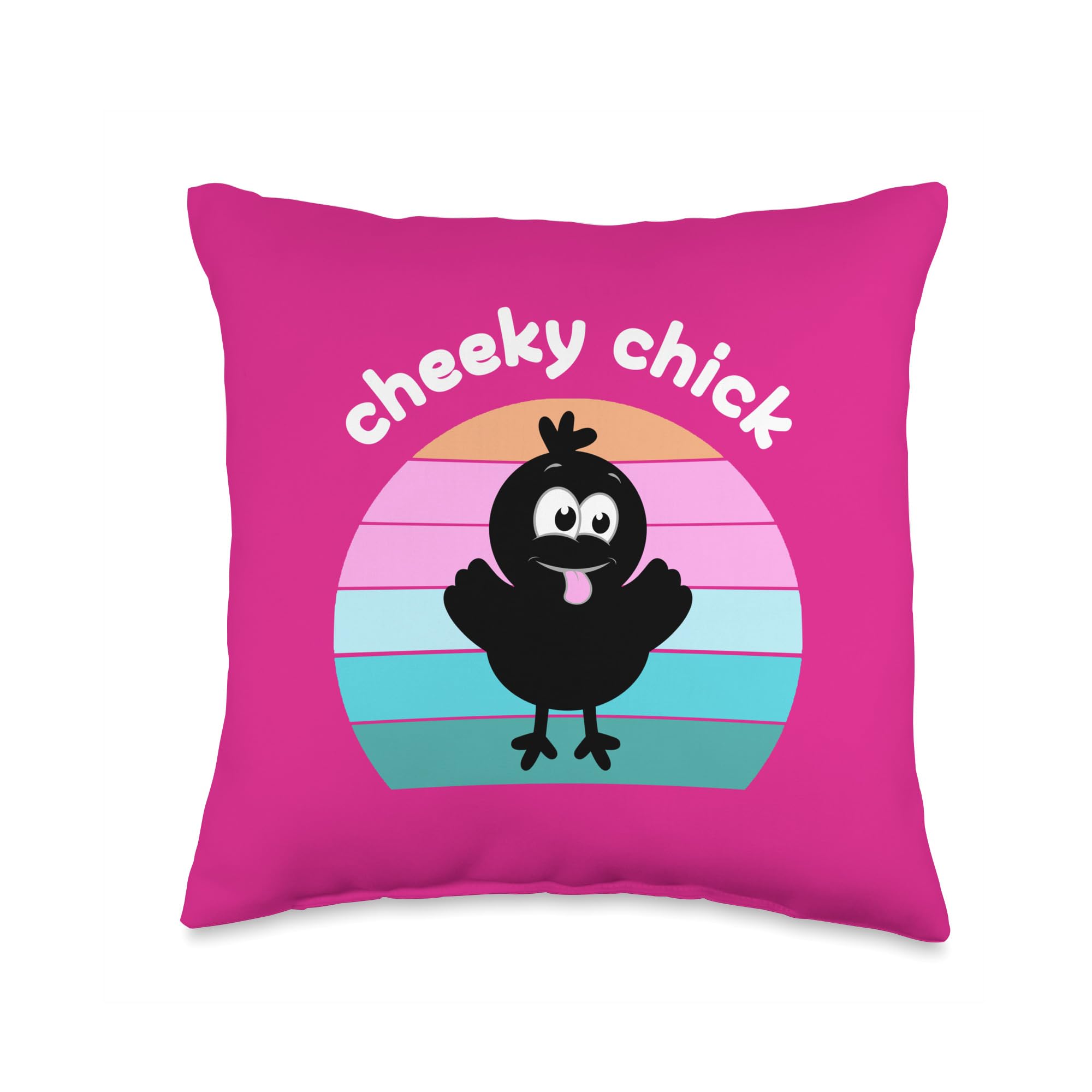 Cheeky Chick Easter Chick Naughty Chicken Pastel Pink Sunset Throw Pillow