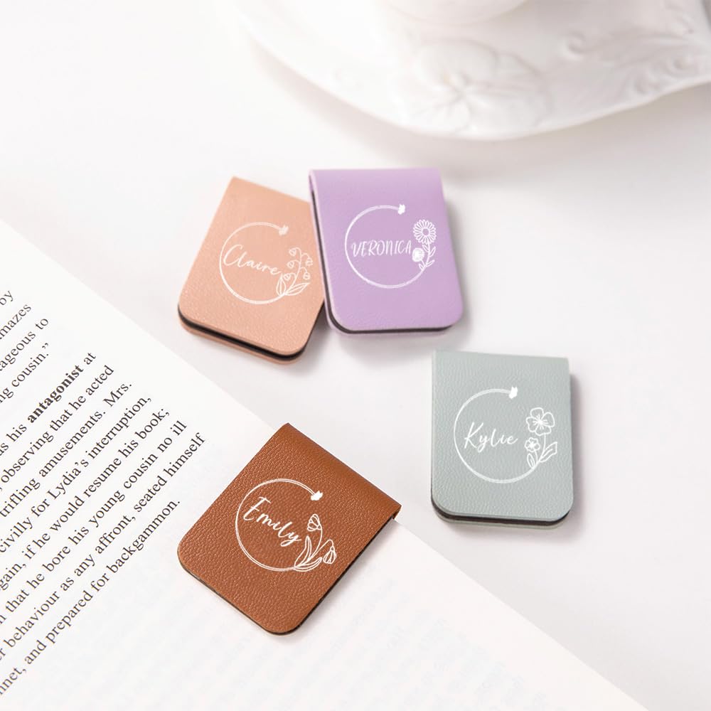 CALLIE Personalised Magnetic Bookmark with Name, Birth Flower Page Markers Book Marks Clip for Women Men, Christmas Birthday Readings Gift for Book Lovers Readers Bookworms (Birth Flower) — image 1