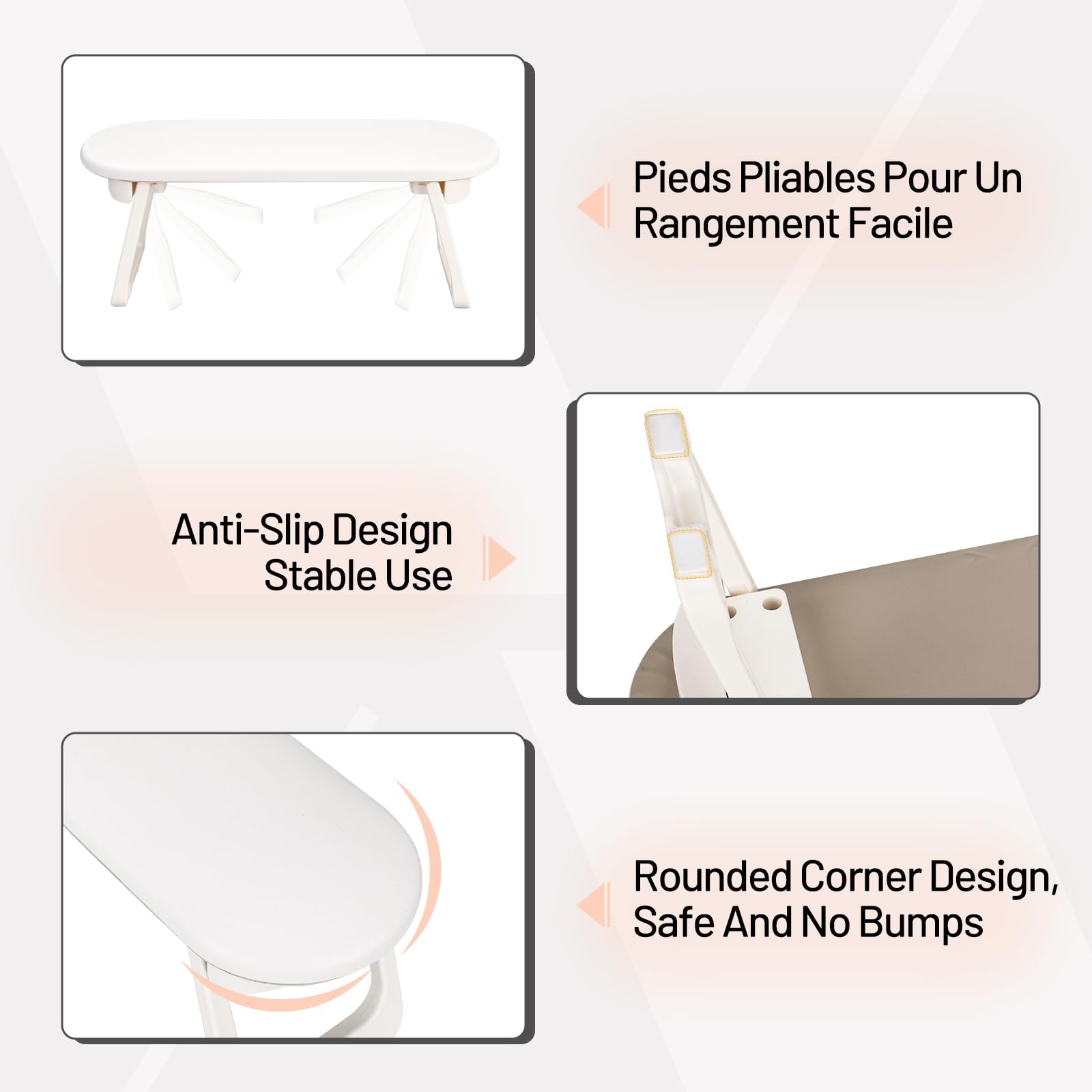 Reposamanos para uñas,Almohada de Mano de Uñas Antideslizante de Cuero PU,Reposabrazos Manicura Plegable,reposamanos de uñas,Reposabrazos de uñas,Diseño Ergonómico para Salón y Hogar,Blanco