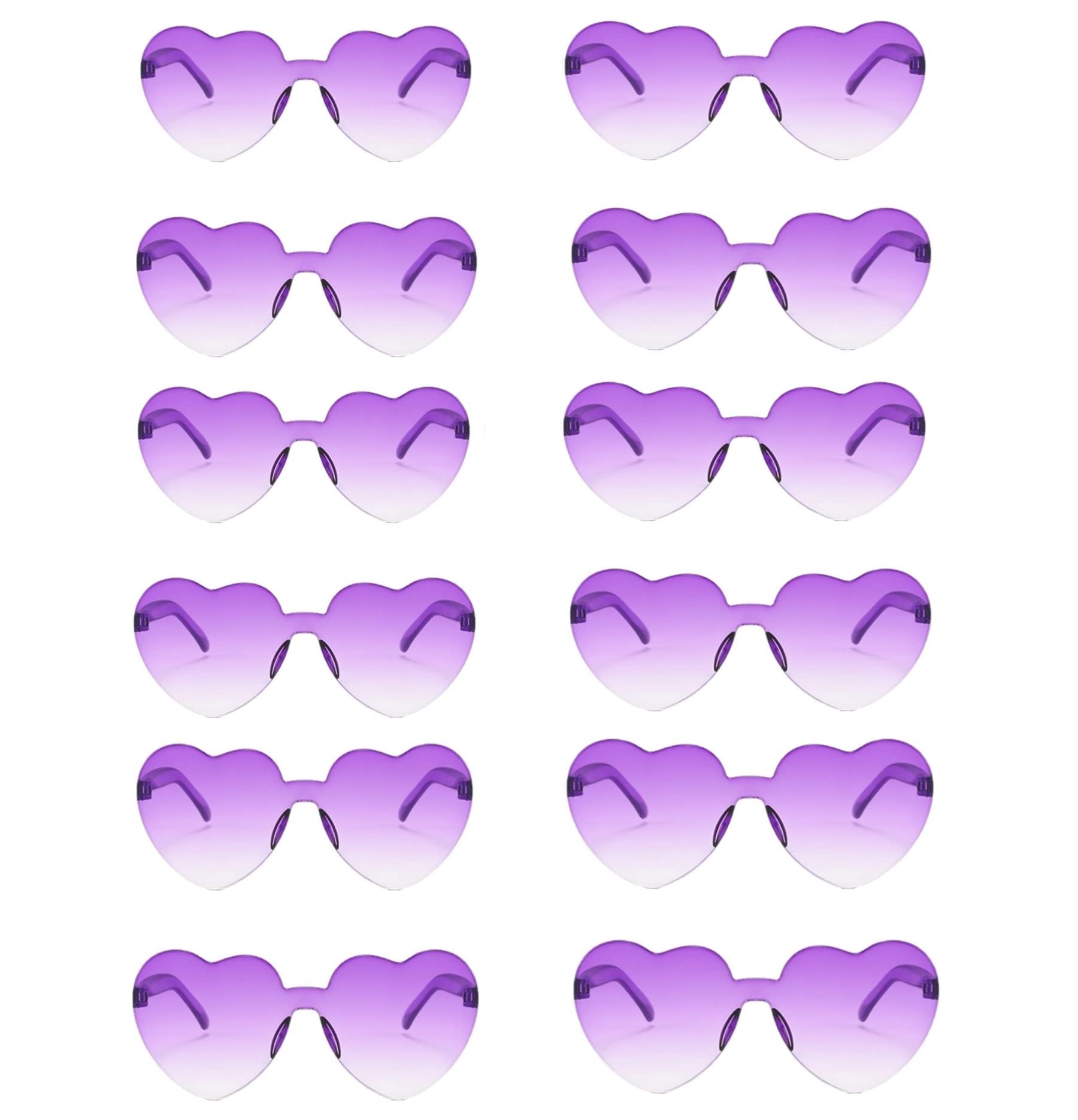 12 Pairs Heart Glasses Colorful Rimless Heart Shaped Sunglasses Love Glasses for Bachelorette Bride Party Favor