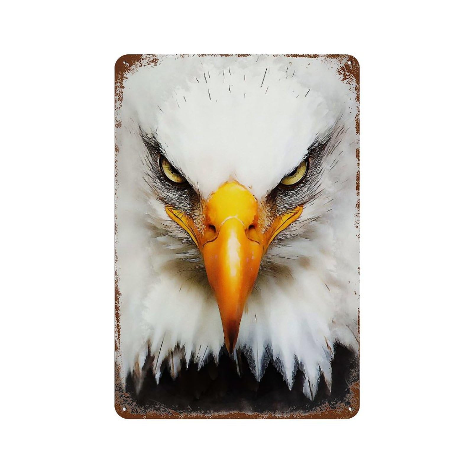 Eagle 7 Rust Effect Tin Sign 11.8"x7.9", Decorative Metal Wall Art for Living Room, Hallway And Home Decor