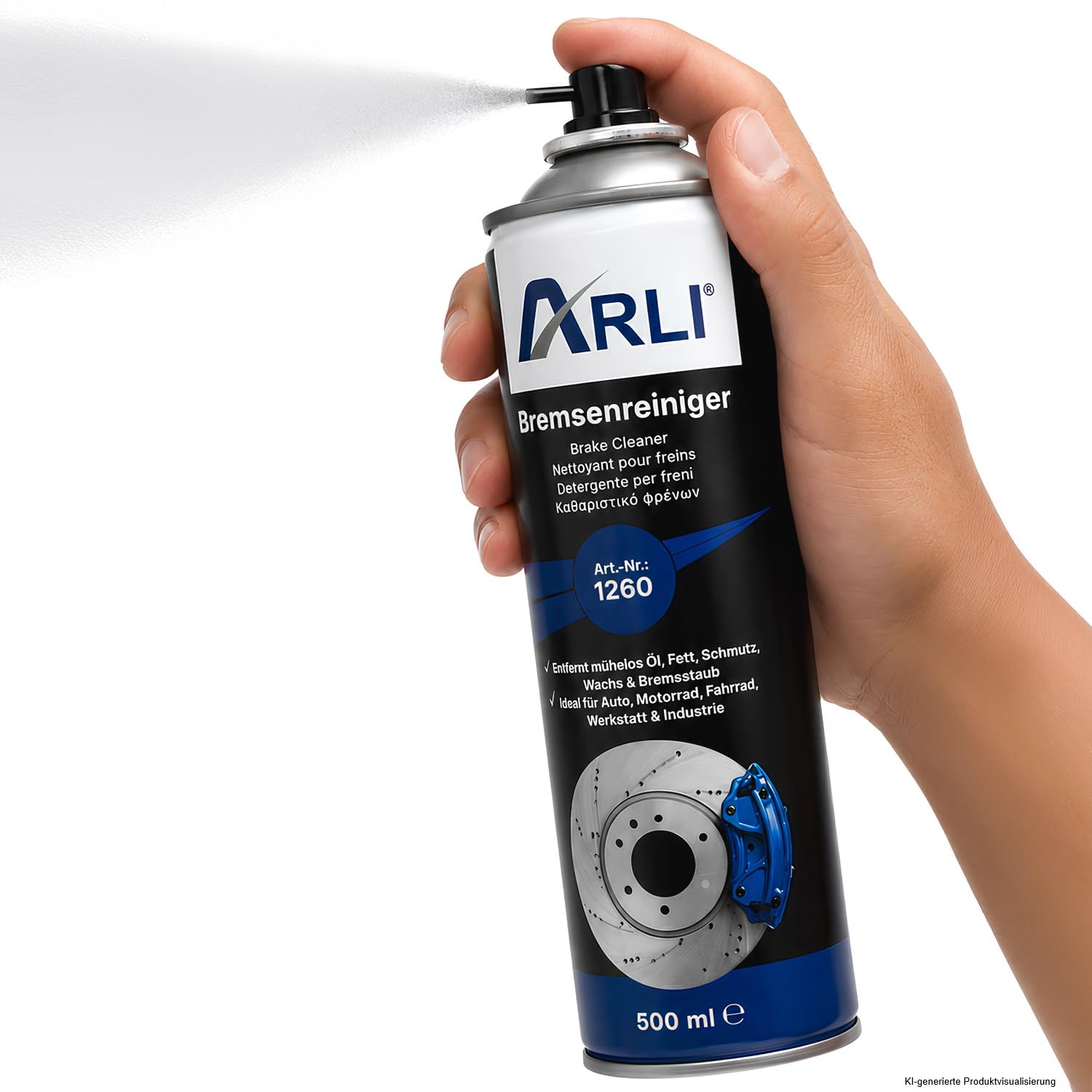 ARLI Bremsenreiniger 24x 500 ml Bremsreiniger Spray Teilereiniger Kaltreiniger Entfetter 360° Ventil für Auto Motorrad Werkstatt Kupplungsreiniger entfernt Öl Fett und Schmutz