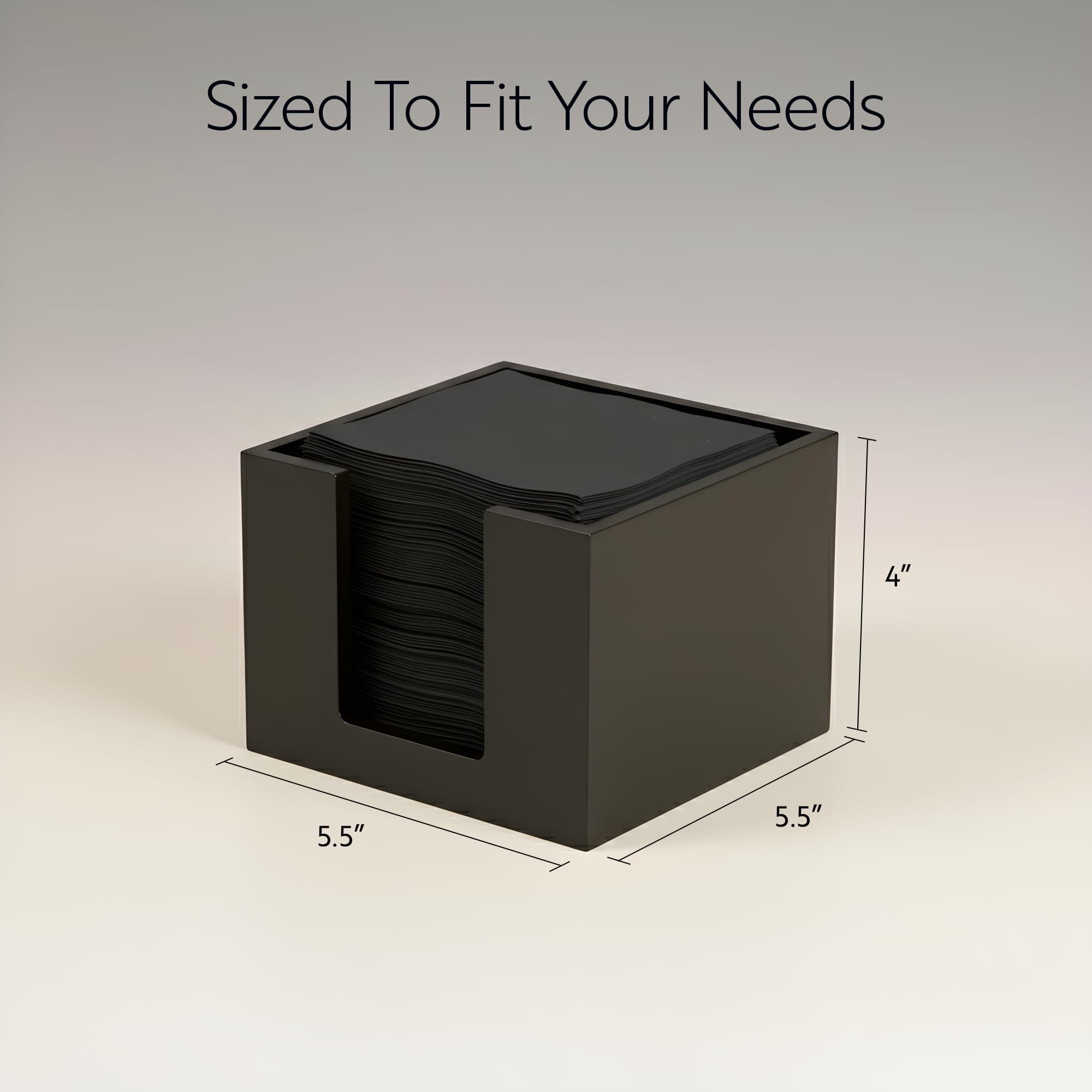 Restaurantware Servilletero de cóctel de 5.5 x 4 pulgadas, 1 servilletero cuadrado plano, para bares, mesas de cocina o encimeras, soporte resistente de bambú negro para decoración de comedor