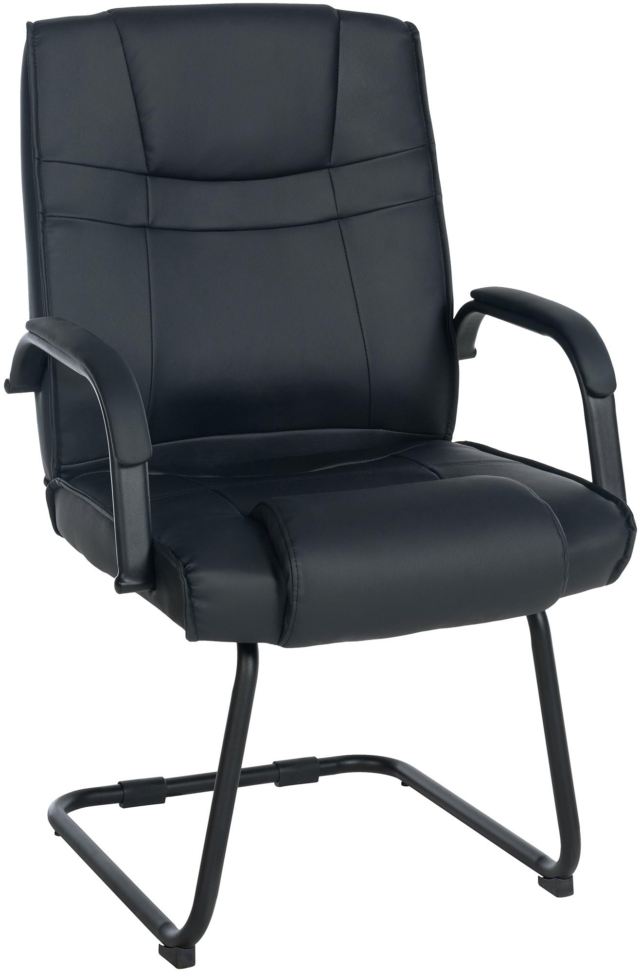 CLP Sedia Cantilever XXL Attila In Similpelle I Sedia Studio Con Imbottitura E Braccioli I Sedia Ufficio Conferenza, Colore:nero/nero