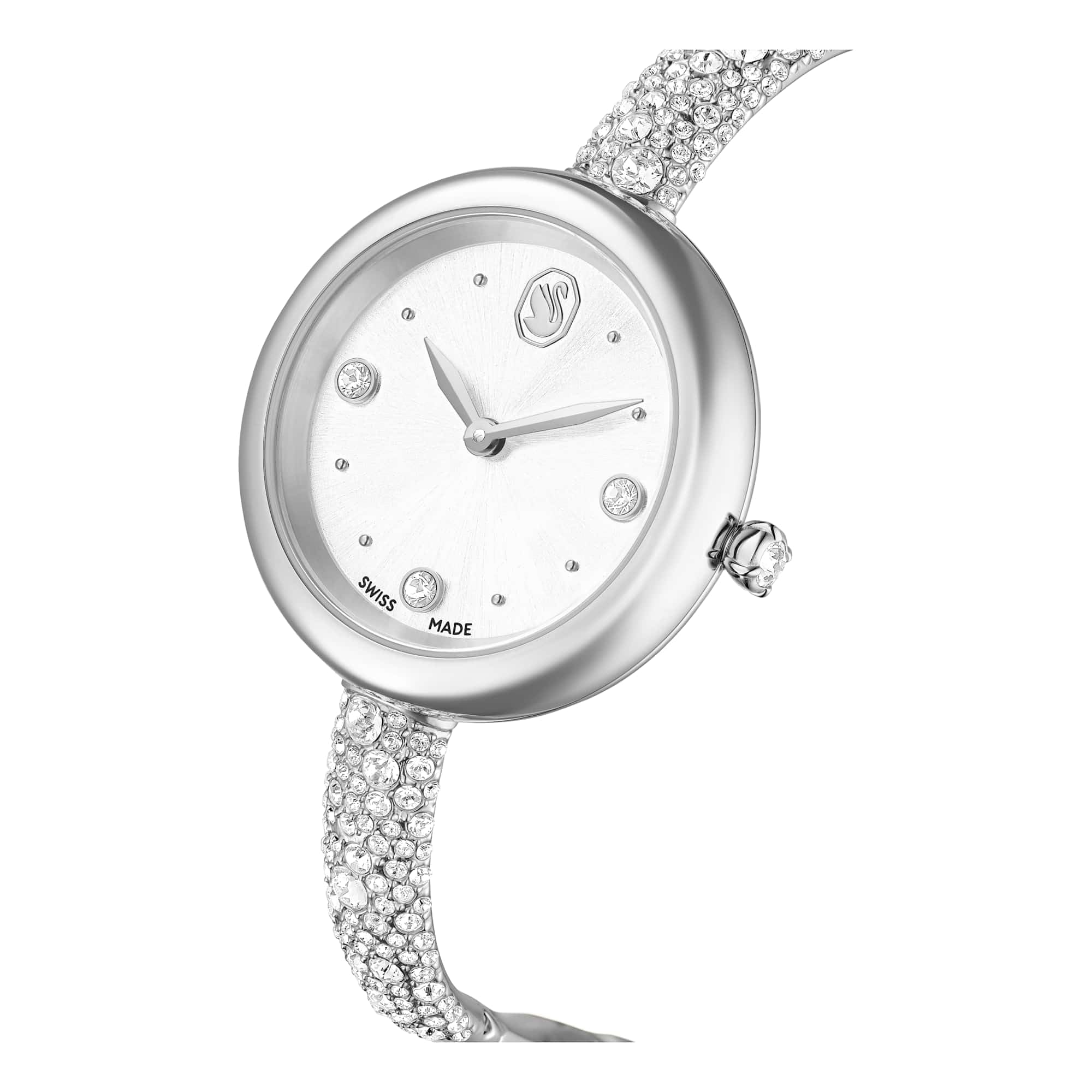 Swarovski Reloj Sublima Bangle, Fabricado en Suiza, Brazalete de Metal, Tono Plateado, Acero Inoxidable