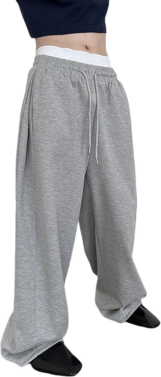 SHENHEMen's Baggy Pants Wide Leg Drawstring Waist Loose Sweatpants with Pockets