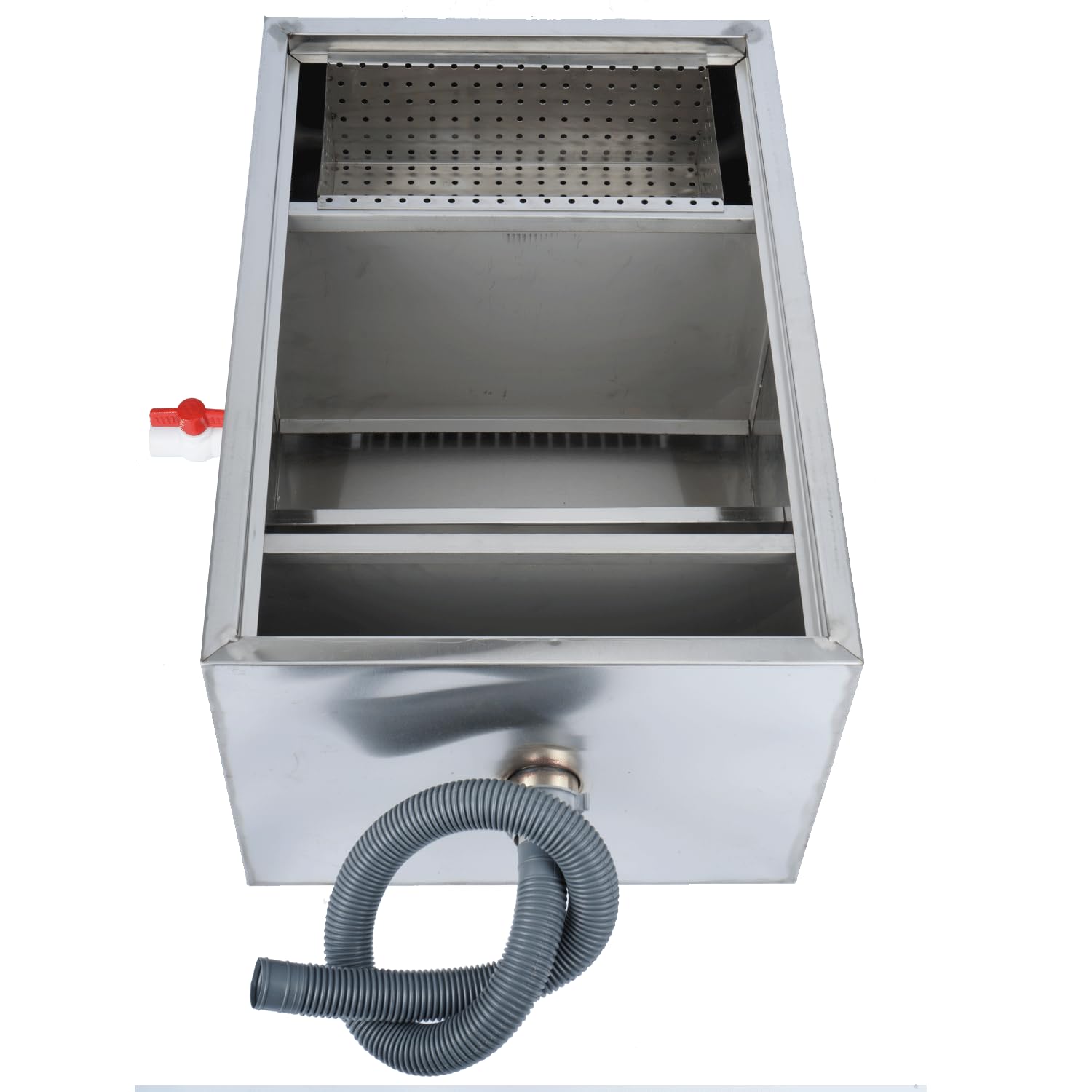 bimiti Intercepteur de graisse commercial pour évier 72 litres,En acier inoxydable,Séparateur de filtre à graisse sous évier,Avec 3 entrées supérieures pour cuisine de restaurant,60x40x30 cm